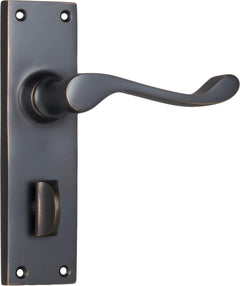 Victorian Lever - Long Backplate Antique Copper / Privacy | Privacy