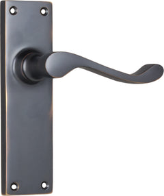 Victorian Lever - Long Backplate Antique Copper / Latch | Passage