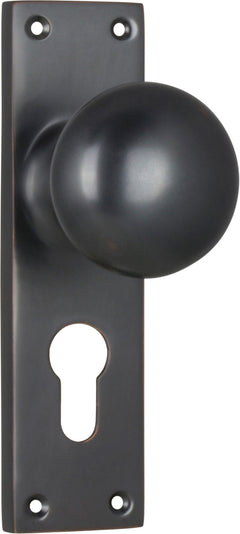 Victorian Knob - Long Backplate Antique Copper / Euro | Entrance