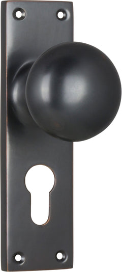 Victorian Knob - Long Backplate Antique Copper / Euro | Entrance