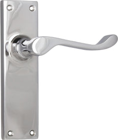 Victorian Lever - Long Backplate Chrome Plated / Latch | Passage