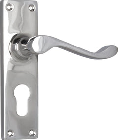 Victorian Lever - Long Backplate Chrome Plated / Euro | Entrance