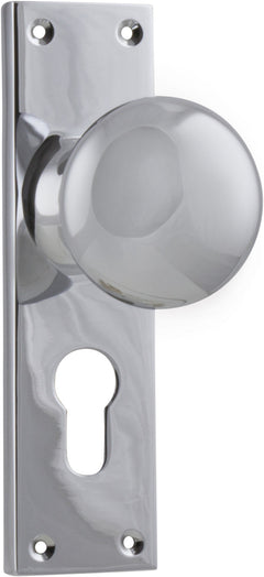 Victorian Knob - Long Backplate Chrome Plated / Euro | Entrance