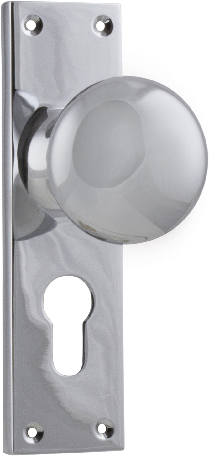 Victorian Knob - Long Backplate Chrome Plated / Euro | Entrance