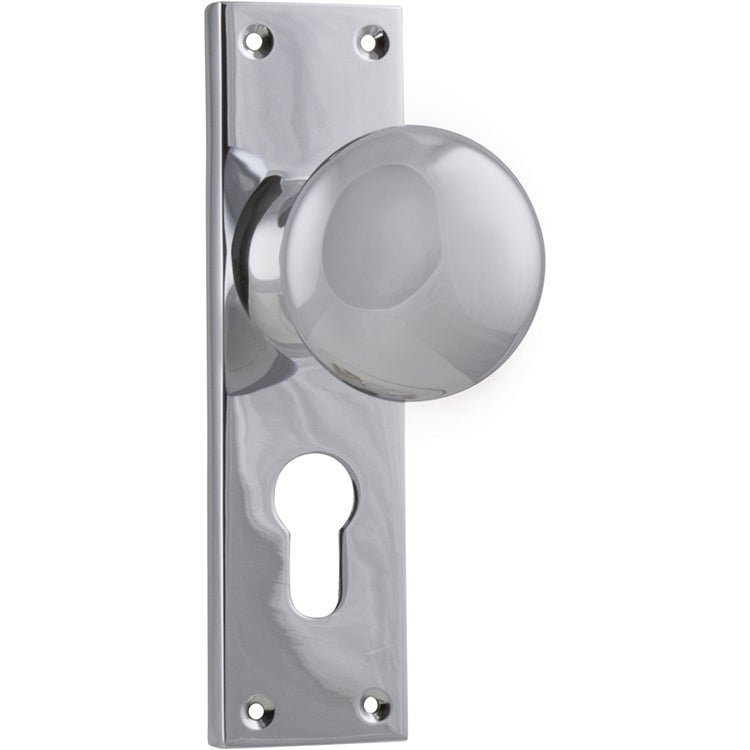 Victorian Knob - Long Backplate Chrome Plated / Euro | Entrance