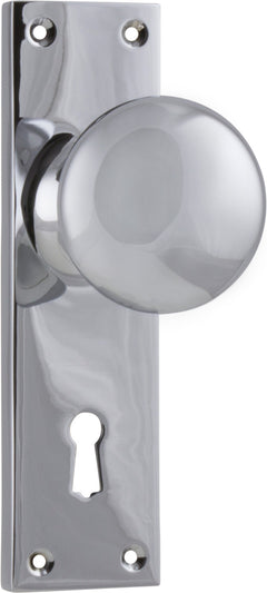 Victorian Knob - Long Backplate Chrome Plated / Lock | Lock (Skeleton Key)