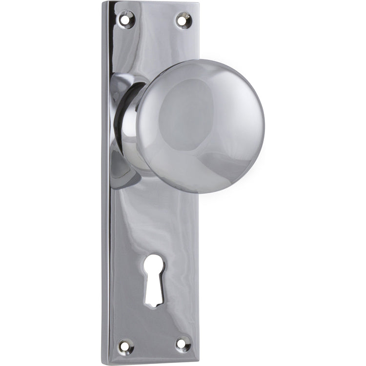 Victorian Knob - Long Backplate Chrome Plated / Lock | Lock (Skeleton Key)