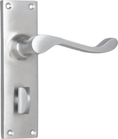 Victorian Lever - Long Backplate Satin Chrome / Privacy | Privacy