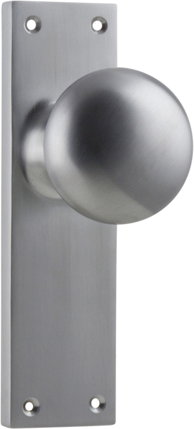 Victorian Knob - Long Backplate Satin Chrome / Latch | Passage