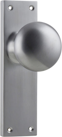 Victorian Knob - Long Backplate Satin Chrome / Latch | Passage