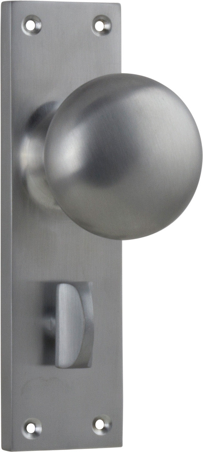 Victorian Knob - Long Backplate Satin Chrome / Privacy | Privacy