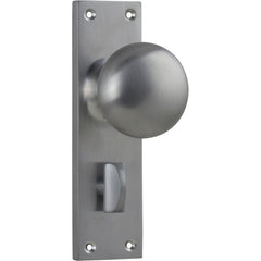 Victorian Knob - Long Backplate Satin Chrome / Privacy | Privacy