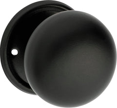 Plain Mortice Knob - Round Rose Matt Black / Passage