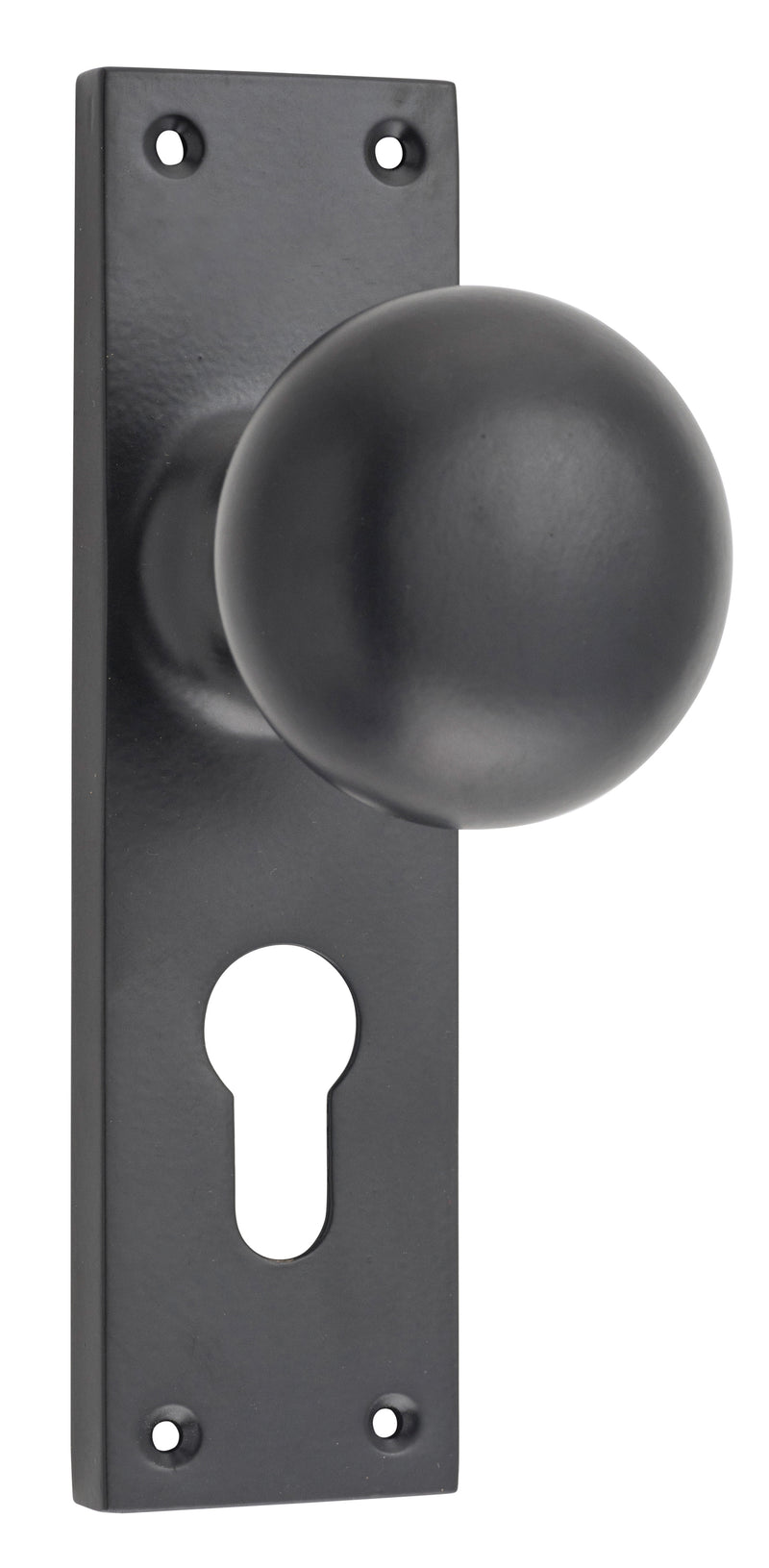 Victorian Knob - Long Backplate Matt Black / Euro | Entrance