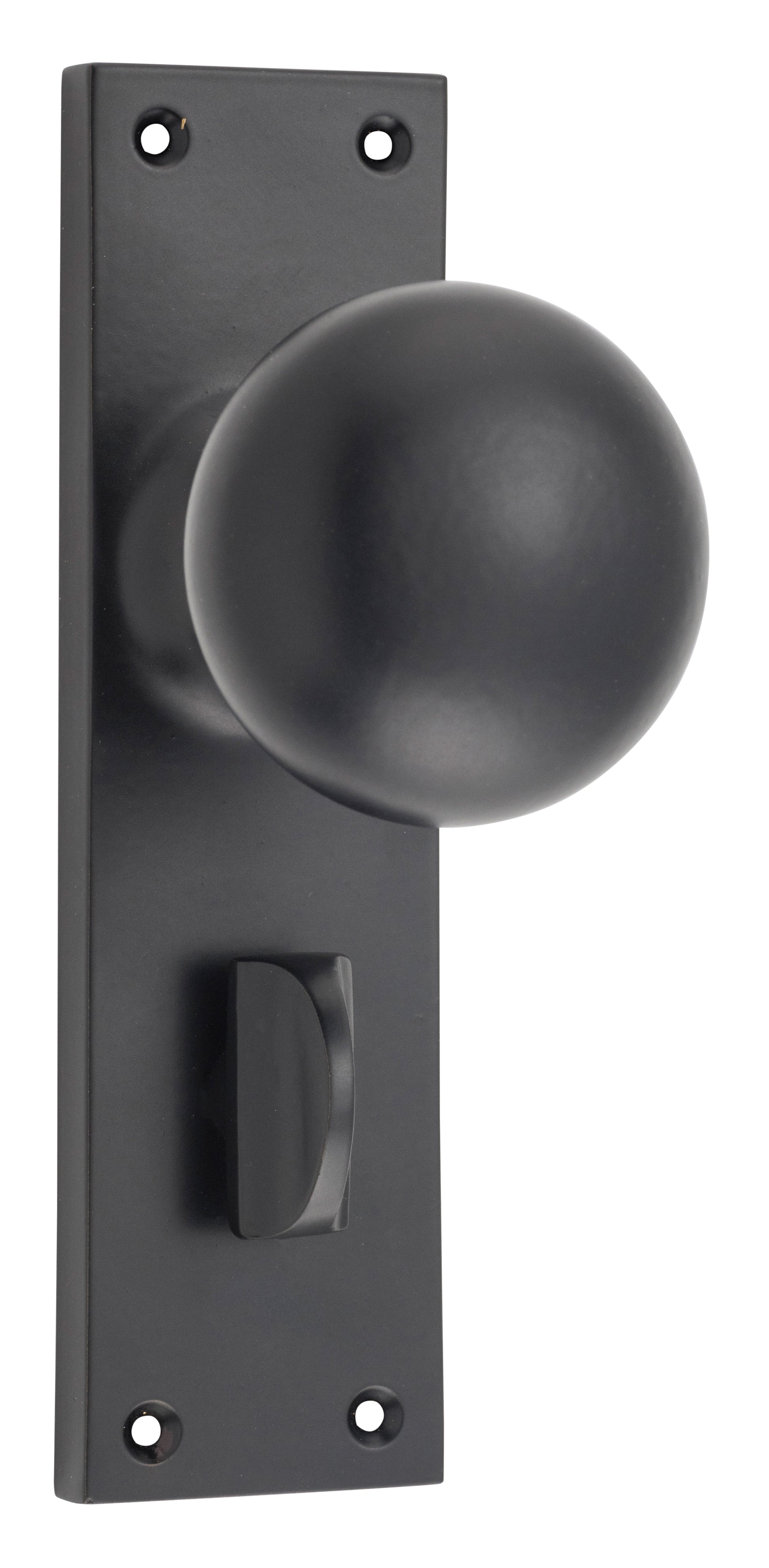Victorian Knob - Long Backplate Matt Black / Privacy | Privacy