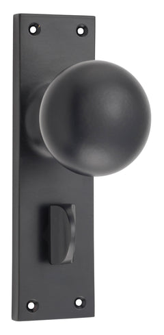 Victorian Knob - Long Backplate Matt Black / Privacy | Privacy