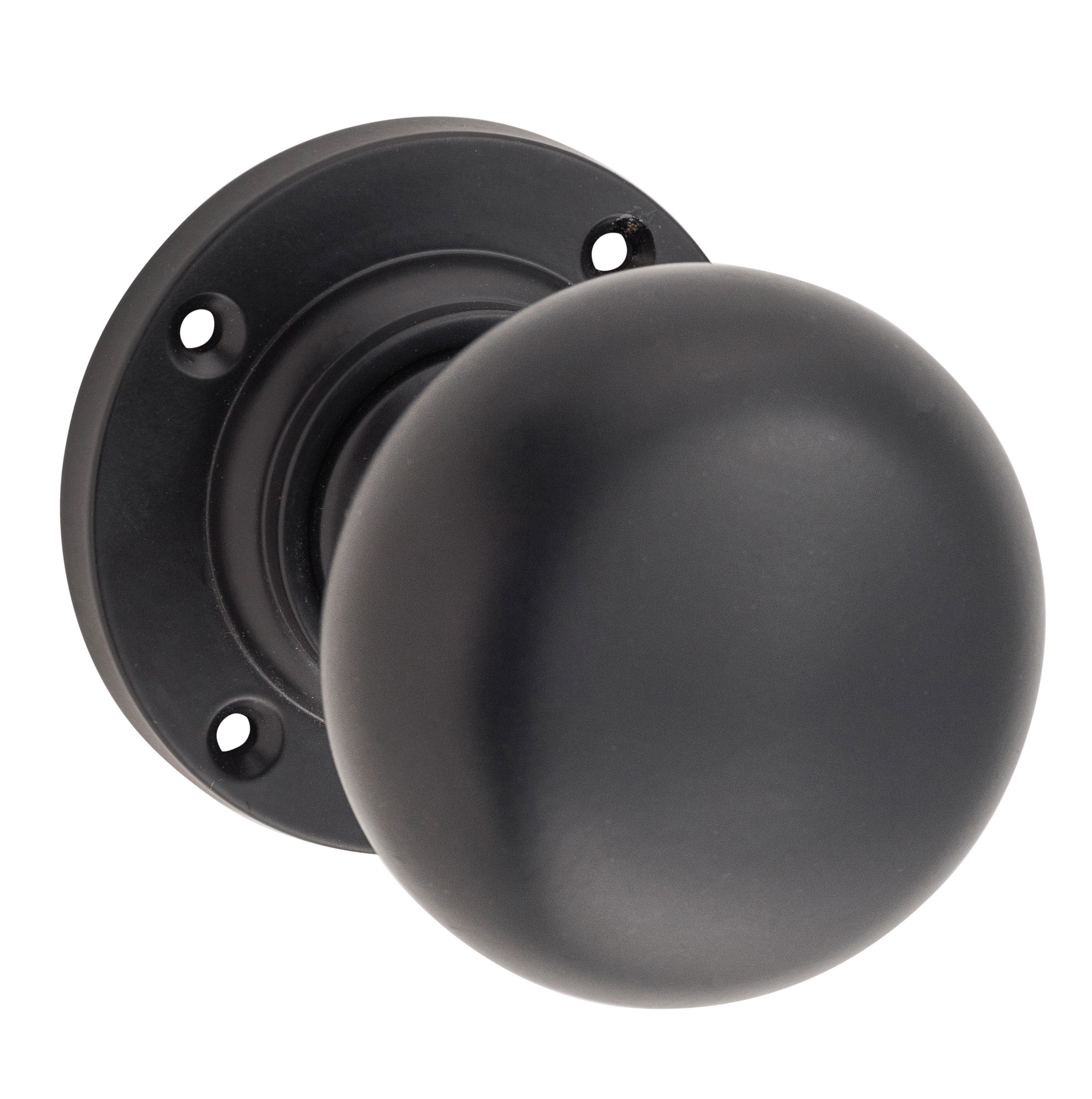 Victorian Knob - Round Rose Matt Black / Passage