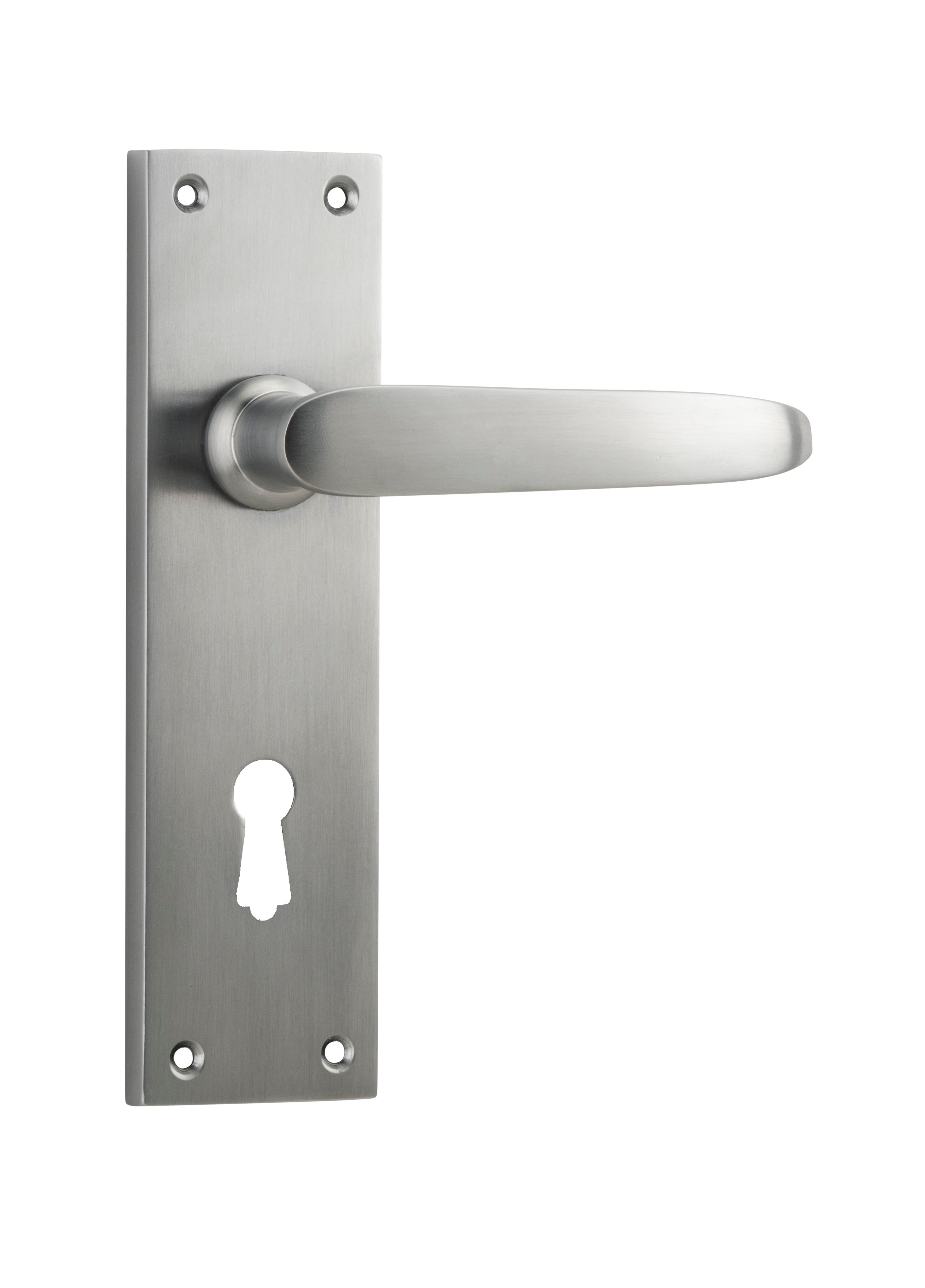 Balmoral Lever - Long Backplate Satin Chrome / Lock | Lock (Skeleton Key)