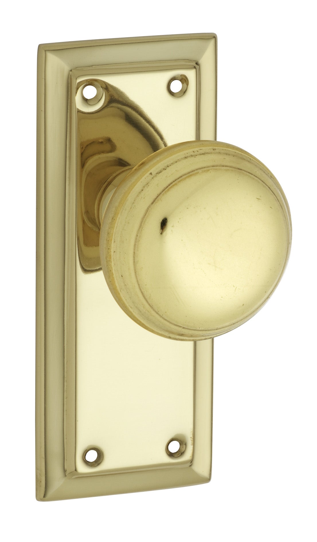 Richmond Door Knob - Short Backplate Polished Brass / Latch | Passage