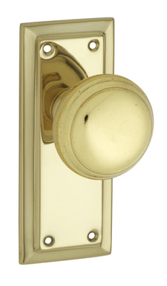 Richmond Door Knob - Short Backplate Polished Brass / Latch | Passage