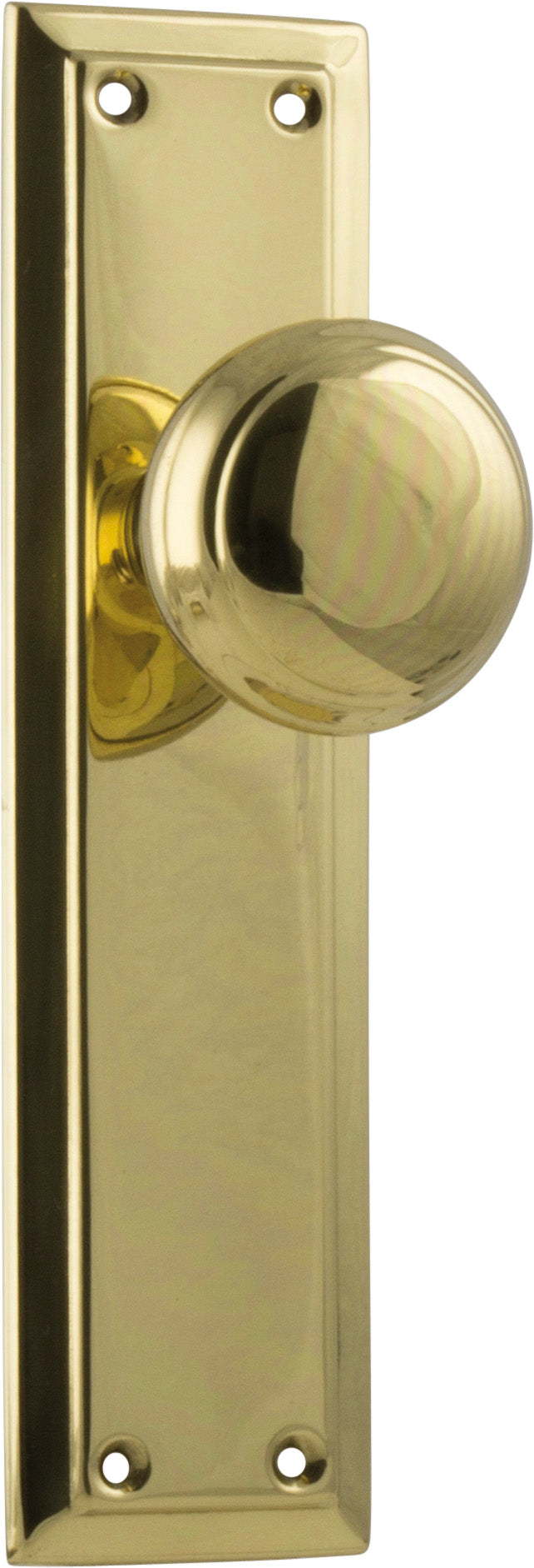 Richmond Door Knob - Long Backplate Polished Brass / Latch | Passage