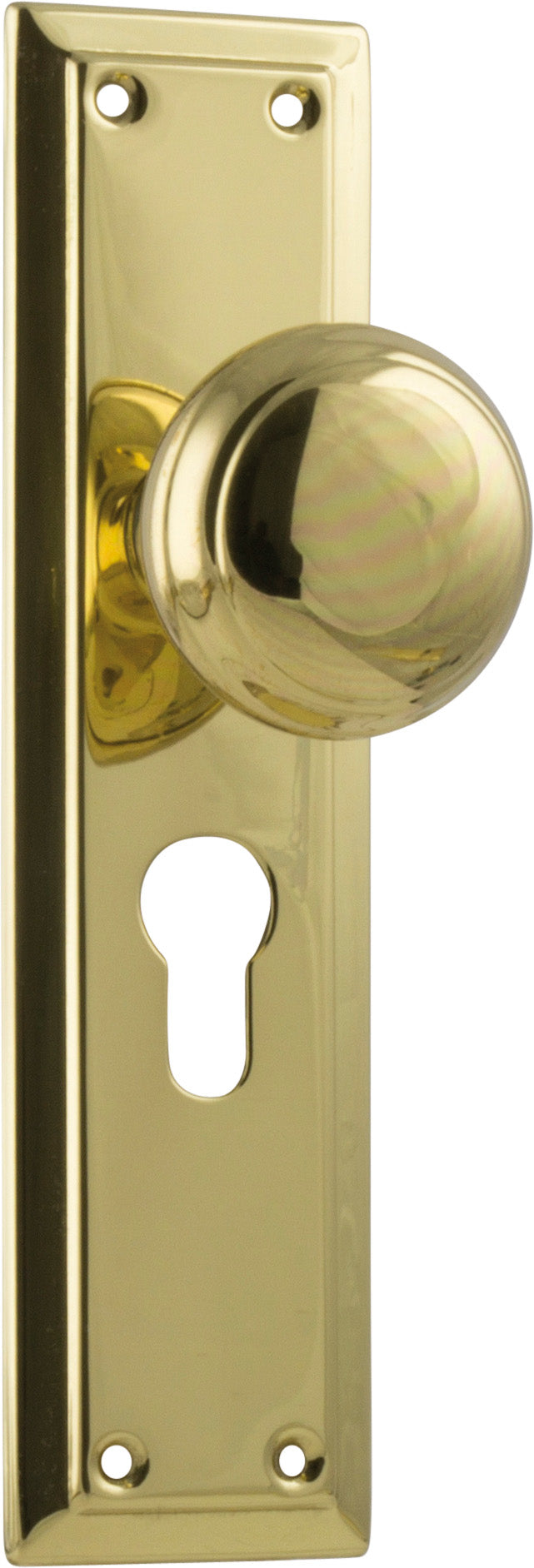 Richmond Door Knob - Long Backplate Polished Brass / Euro | Entrance