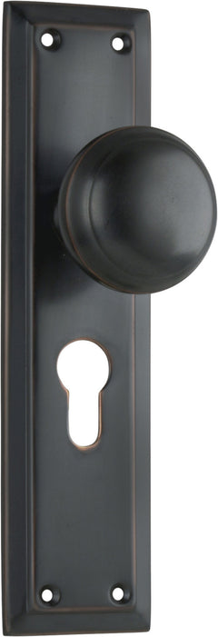 Richmond Door Knob - Long Backplate Antique Copper / Euro | Entrance