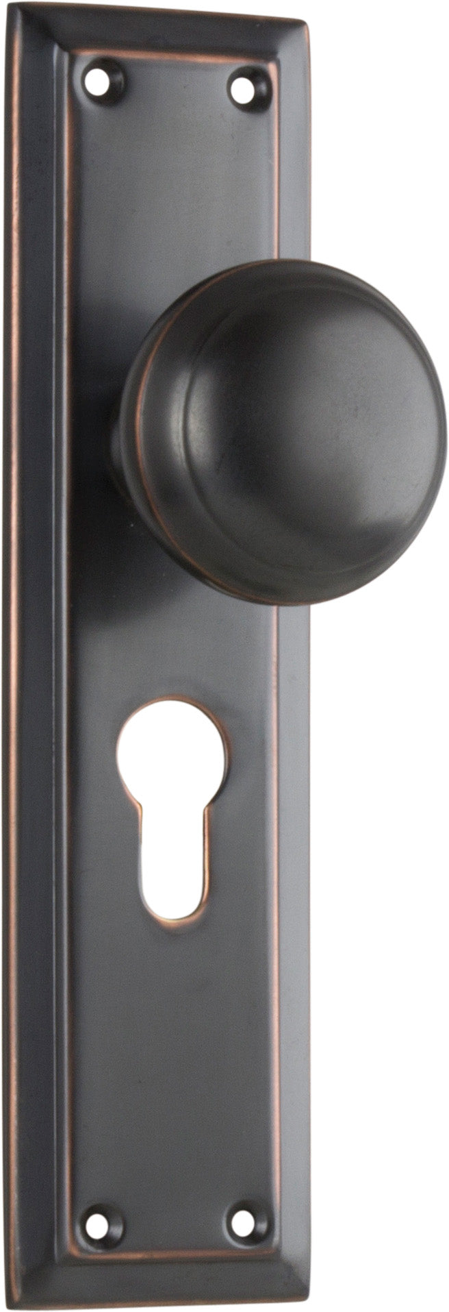 Richmond Door Knob - Long Backplate Antique Copper / Euro | Entrance