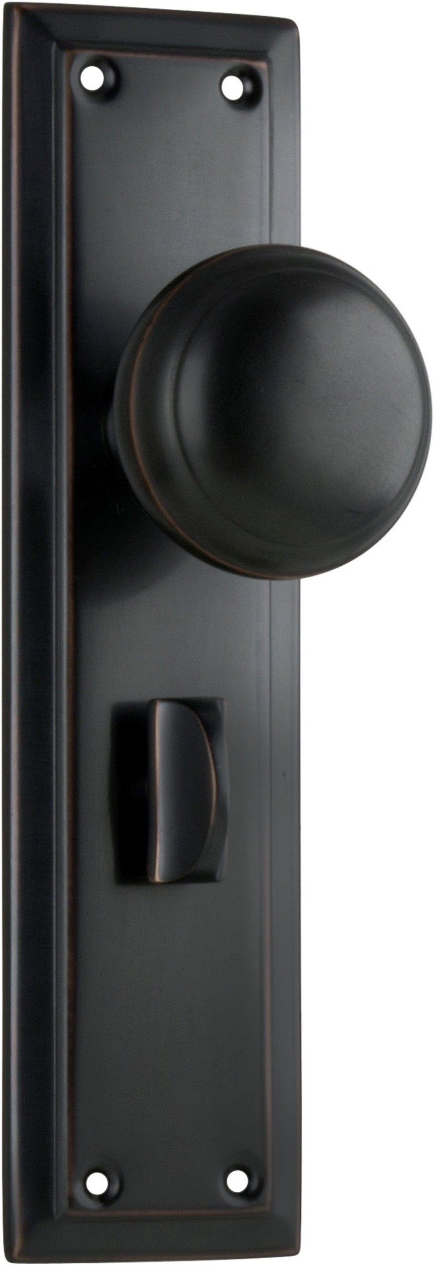 Richmond Door Knob - Long Backplate Antique Copper / Privacy | Privacy