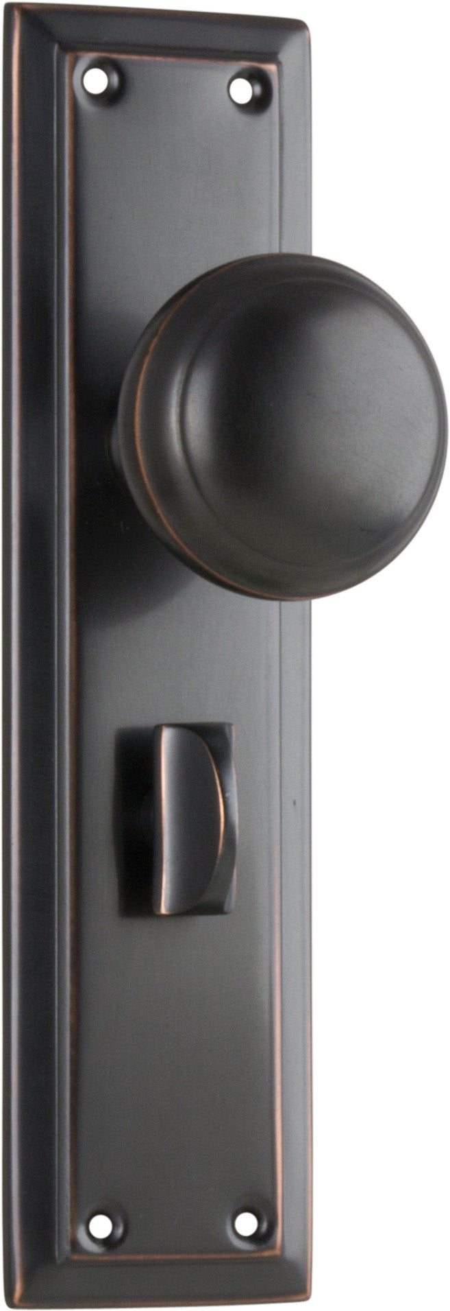 Richmond Door Knob - Long Backplate Antique Copper / Privacy | Privacy