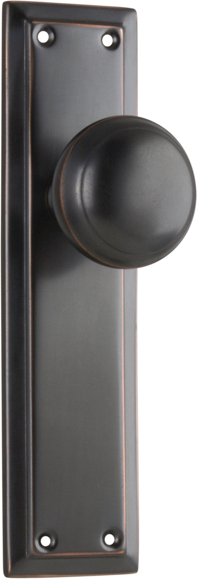 Richmond Door Knob - Long Backplate Antique Copper / Latch | Passage