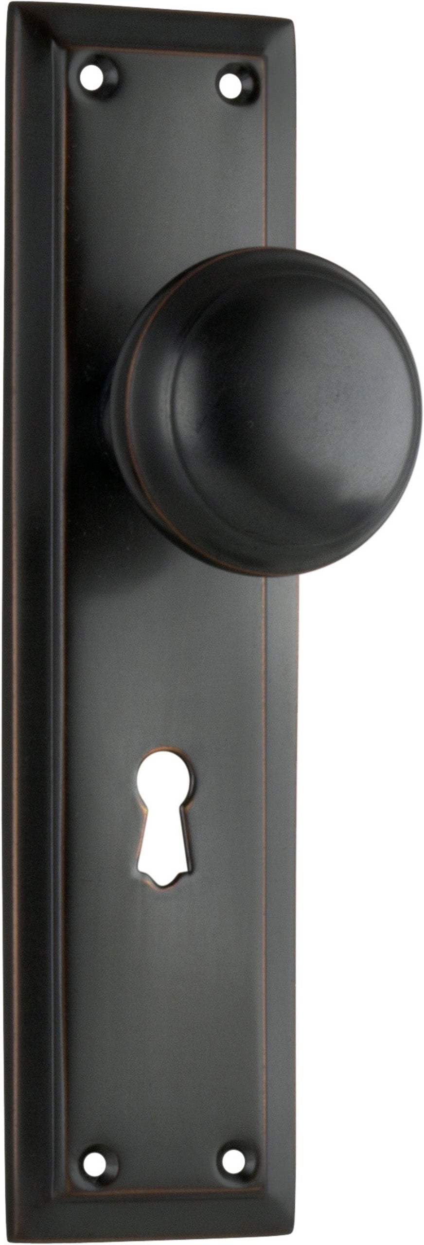 Richmond Door Knob - Long Backplate Antique Copper / Lock | Lock (Skeleton Key)