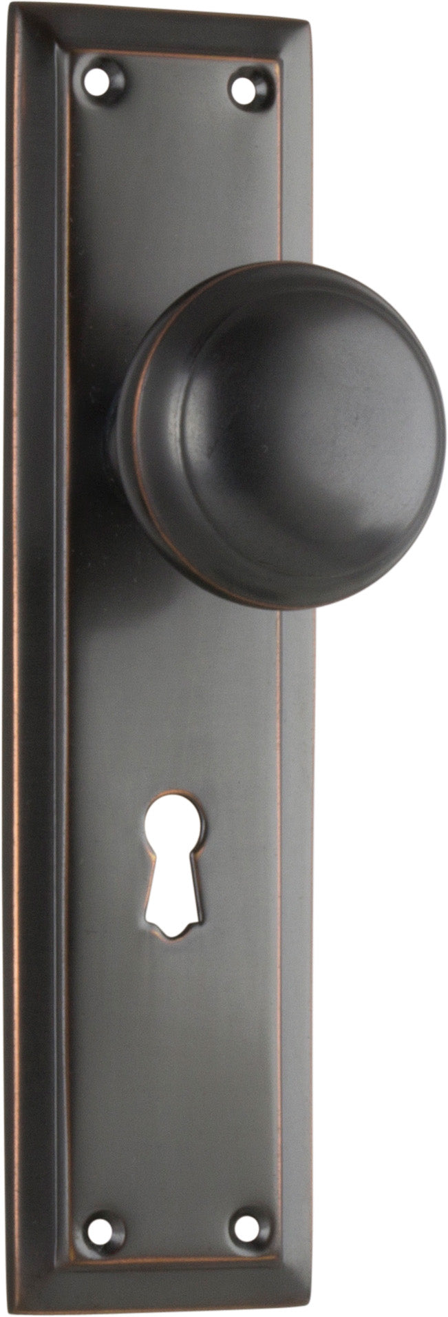 Richmond Door Knob - Long Backplate Antique Copper / Lock | Lock (Skeleton Key)