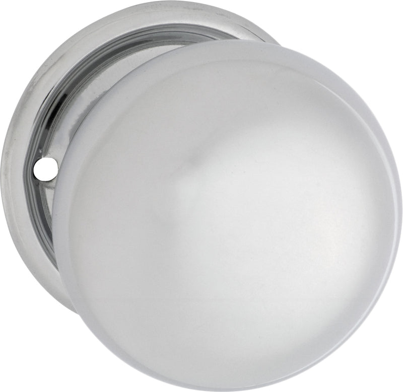 Plain Mortice Knob - Round Rose Chrome Plated / Passage