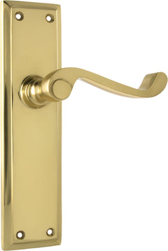 Milton Lever - Long Backplate Polished Brass / Latch | Passage