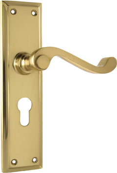 Milton Lever - Long Backplate Polished Brass / Euro | Entrance