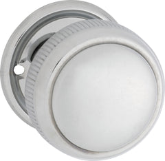 Large Milled Edged Mortice Knob - Round Rose Chrome Plated / Passage
