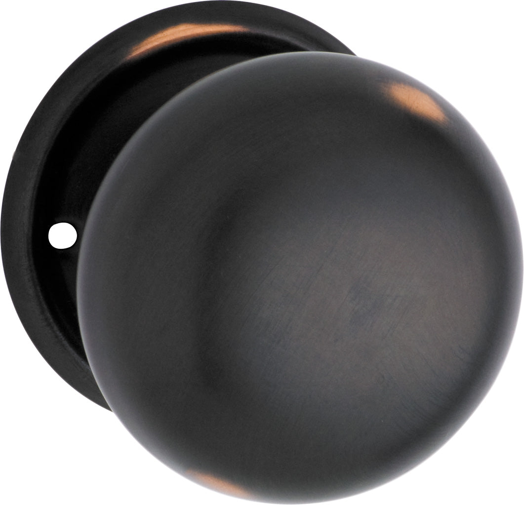 Plain Mortice Knob - Round Rose Antique Copper / Passage
