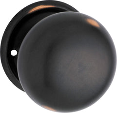 Plain Mortice Knob - Round Rose Antique Copper / Passage