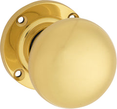 Victorian Knob - Round Rose Polished Brass / Passage
