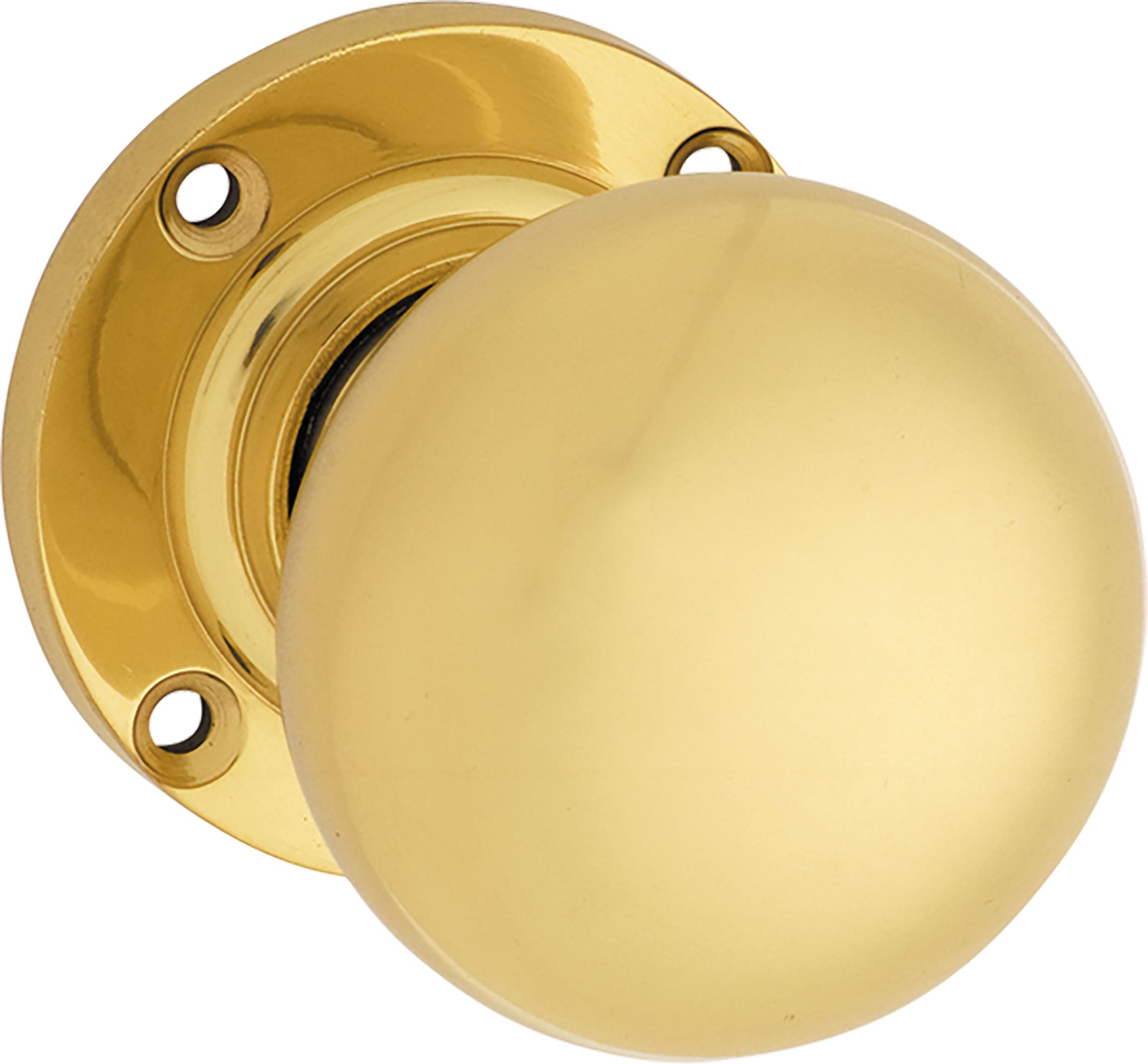Victorian Knob - Round Rose Polished Brass / Passage