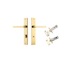 Baltimore Lever - Rectangular Backplate Privacy Kit with Privacy Turn Polished Brass / Solid Brass
