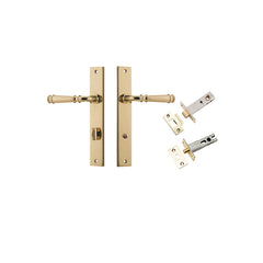 Verona Lever - Rectangular Backplate Privacy Kit with Privacy Turn Polished Brass / Solid Brass
