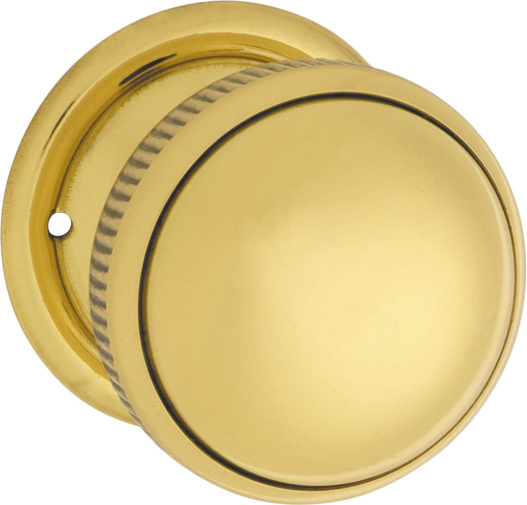 Small Milled Edged Mortice Knob - Round Rose Polished Brass / Passage