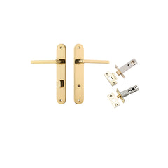 Baltimore Lever - Oval Backplate Privacy Kit with Privacy Turn Polished Brass / Solid Brass