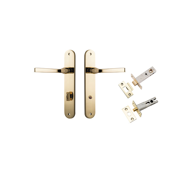 Annecy Lever - Oval Backplate Privacy Kit with Privacy Turn Polished Brass / Solid Brass