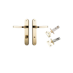 Annecy Lever - Oval Backplate Privacy Kit with Privacy Turn Polished Brass / Solid Brass