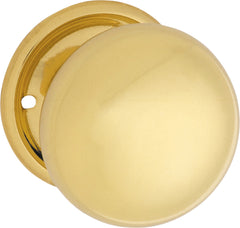 Plain Mortice Knob - Round Rose Polished Brass / Passage