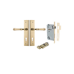 Verona Lever - Stepped Backplate Entrance Kit with High Security Lock Polished Brass / Solid Brass