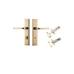 Annecy Lever - Stepped Backplate Privacy Kit with Privacy Turn Polished Brass / Solid Brass